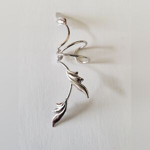 Sterling Silver Full Ear Delicate Triple Leaf Ear Cuff